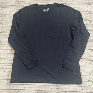 Carhartt Shirt Mens Large Navy Blue Long Sleeve Workwear Pocket Utility Pocket